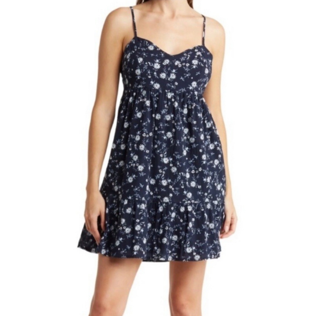 New Abound Women's Floral Blue White Sleeveless Tank Adjustable Strap